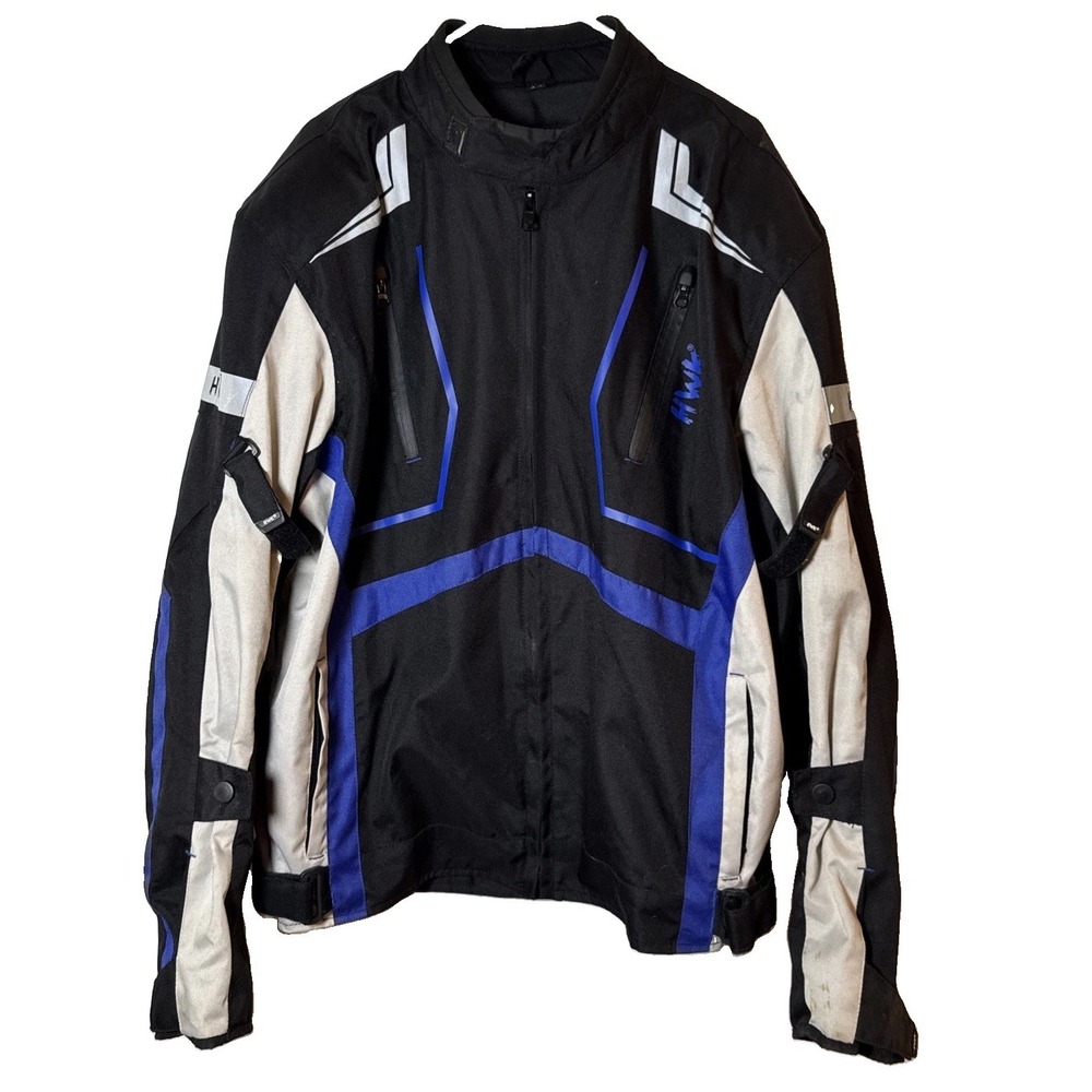 HWK Scorpion Motorcycle Jacket Mens 2XL Armored Waterproof Blue Black Riding